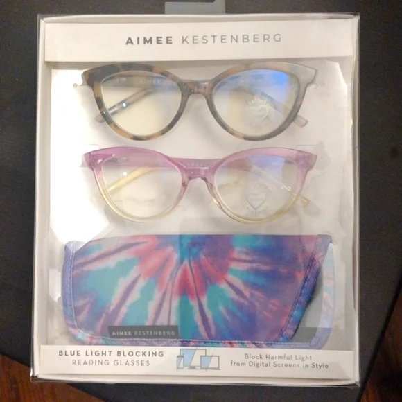 Blue Light Glasses plus Readers -Aimee Kestenberg Set Strength +2.0 NWT - Picture 1 of 7